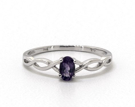 14K White Gold Infinity Amethyst Birthstone Ring