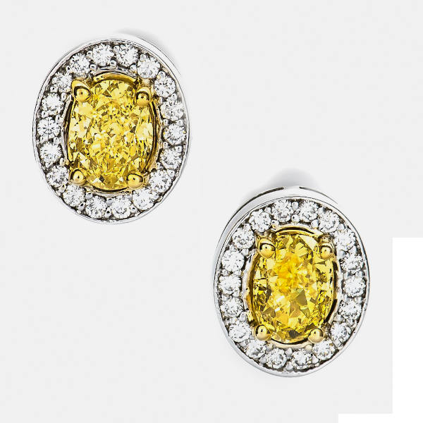 Oval Yellow Diamond Studs